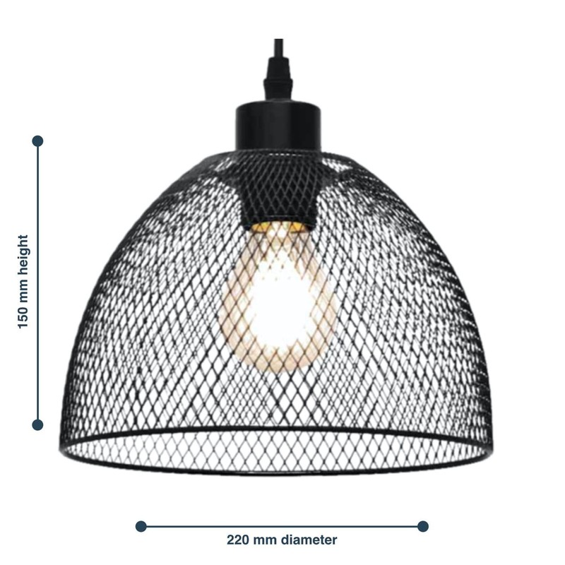 firstchoicelighting Matt Black Mesh Easy Fit Ceiling Pendant Light Shade,