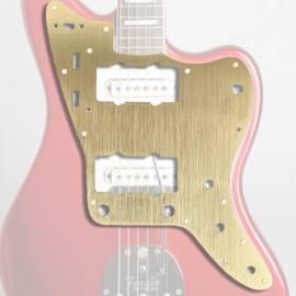 Electric Guitar Pickguard, 13 Holes Scratch Plate Pick Guards for Jazzmaster Classic Vibe Guitar, Vintage Style Guitar Part, Aluminium Alloy Shell (Gold)