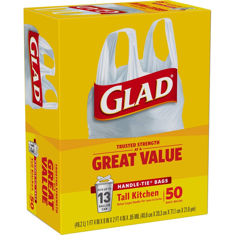 Glad Tall Handle-Tie Kitchen Trash Bags - 13 Gallon -