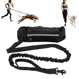 Jogging Lead for Dogs, Jogging Lead with Waist Belt, Hands-Free Running Lead for Dogs, Lead Dog with Belt Bag, Hands-Free Dog Lead for Running, Reflective Running Lead, Waist Strap, Dog Lead, 160-220