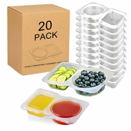 Snack Containers Vacuum-Sealed 20 Pack Dual-Compartment Lunchable BPA-Free Box with Lids Condiment Cups for Dipping Sauce Fruit Salad Dressing Office School Picnic Lunch for On the Go Take Out Foods