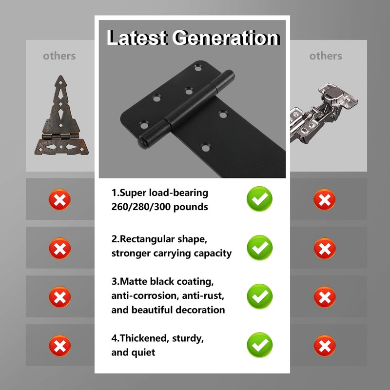Pubotlu 6 Pack 8" Door Hinges,300 Lbs Capacity Heavy Duty