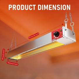 CROSSON Food Heat Lamp Commercial 36 Inch Food Warming Lamp Overhead Heater Strip with German EGO Thermostat,Suspended Chain and Undermount Brackets for Catering Kitchen Restaurant Buffet,850W