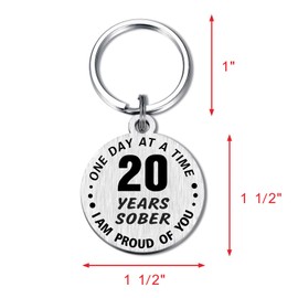 Alotozo 20 Years Sobriety Gift Addiction Recovery Keychain - 20 Yrs Sober Anniversary Key Chain - 20 Year AA Gift NA Recovery Sobriety for Women Men