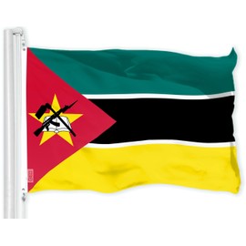 G128 Mozambique Mozambican Flag | 3x5 Ft | LiteWeave Pro Series Printed 150D Polyester | Country Flag, Indoor/Outdoor, Vibrant Colors, Brass Grommets, Thicker and More Durable Than 100D 75D Polyester