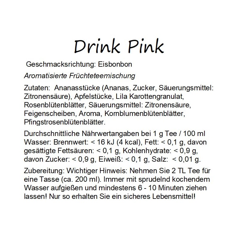 Quertee "Drink Pink" Tea in Pink with Great Ice Candy