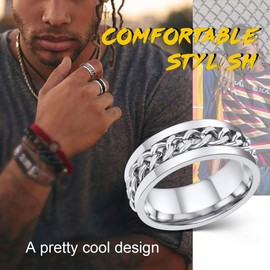 Fidget Spinner Thumb Ring Spinning Ring Size 14 Fidget Ring Mens Stainless Steel Rings