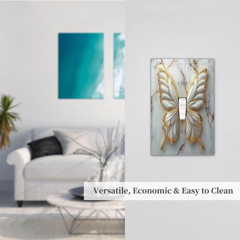 OILbiexn Decorative Light Switch Cover White Gold Abstract Modern Marble