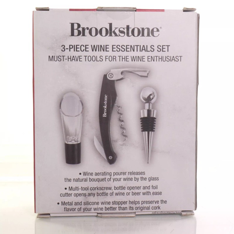 Brookstone 3 - Piece Wine Essentials Set; Corkscrew Aerating Pourer