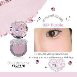 FLORTTE Radiant Skin Goals Esther Bunny Highlighter Single-Colour Glow Makeup Face Radiant Glow Highlighter Powder:_02#Purple
