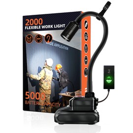 LED Work Light, 2000 Lumen Flexible Gooseneck Flashlight with Magnetic Base, Adjustable Grill Light, Job Site Light for Work Bench, Auto-Repairing, Reading, Emergency and BBQ(Rechargeable)