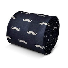 Frederick Thomas navy tie with moustache design movember