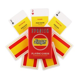 Lingo Spanish Cards in Tin Box - The Best Playing Cards for Beginners to Learn Spanish Vocabulary & Pronunciation in A Fun & Easy Way. 54 Useful Spanish Phrases On Unique Flashcards.
