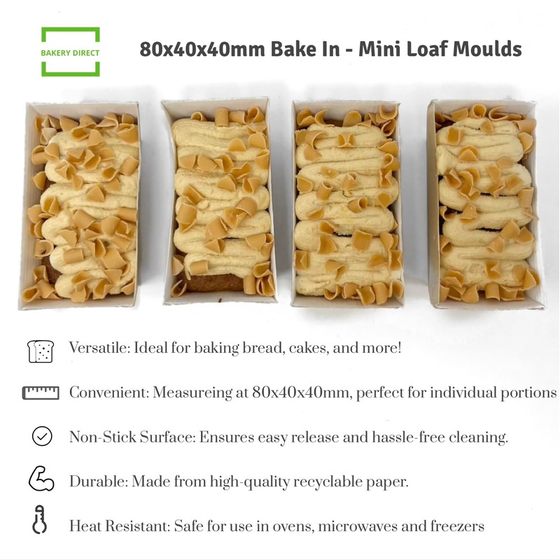 Bakery Direct 50 MINI LOAF Card Bake-in Disposable Paper Moulds