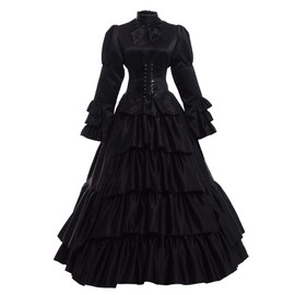 GRACEART Women Gothic Victorian Rococo Dress Costumes Balck XXL