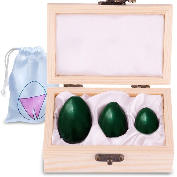 Yoni Stones Nephrite Jade 3 Sizes, Gia Certified Yoni Eggs for Women, Nephrite Jade Yoni Stones, Yoni Stones for Women Nephrite Jade, Nephrite Jade Yoni Egg Set, Eggs Yoni Drilled with eCourse