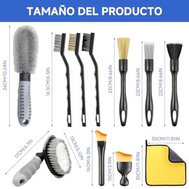 11PCS Cepillos de Llantas, Brochas para Detalla de Ruedas para Limpiar Neumáticos, Cepillo de Detallado Automotriz para Limpieza de Ruedas y Interiore