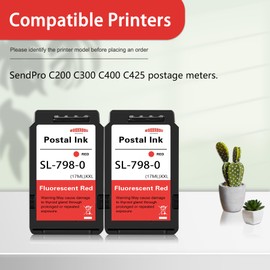Mooxrbog Red Ink Cartridge Replacement for Pitney Bowes SL-798-0, 3-Pack (17 ML), Compatible with SendPro C200 C300 C400 C425, Pigment-Based, High Page Yield (1500 Impressions), Red Ink