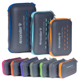 4Monster Toalla de viaje de secado rápido con funda y mosquetón, toalla de microfibra súper absorbente para gimnasio y camping. Compacto, ligero, secado rápido para playa, natación, senderismo
