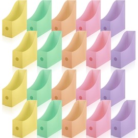 Colarr 20 Pack Coloring Plastic Magazine Holders 5 Light Colors Magazine Storage Box File Organizer Folder Book Bin for Desk Desktop Document Organizer for Office Classroom