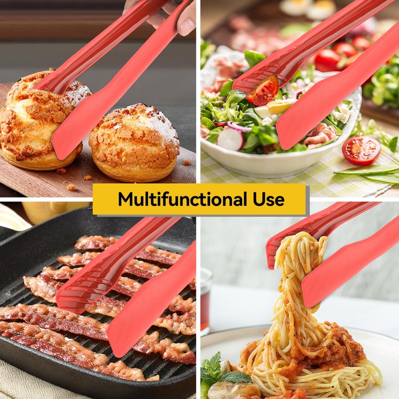 3PCS Serving Tongs Plastic Kitchen Tongs Reusable Non-Stick Party Essential