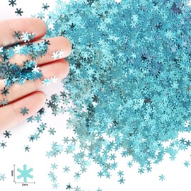 Renfio Snowflake Glitter, 1.75 Oz/50g Snow Flakes Confetti Glitters, Snowflake Decorations Snowflakes Shape Sequin Chunky Glitter for Resin Nail Art Christmas Winter Wonderland Decor Holiday - Azure