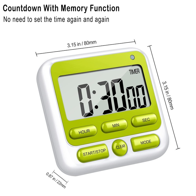 KTKUDY Digital Kitchen Timer with Mute/Loud Alarm Switch ON/Off Switch,