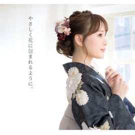 Soubien Sbn-kaz10007 Coming-of-Age Ceremony, Hair Ornament, Dry Flowers, Taste, Artificial Flowers, Set of 3, A, White