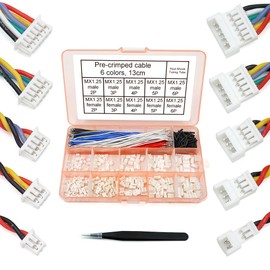 1.25mm Male and Female Connectors Socket and Plug with Pre-Crimped Cables Compatible with JST Molex PicoBlade 1.25 for Pixhawk Silicone 13cm Wire (Male and Female)