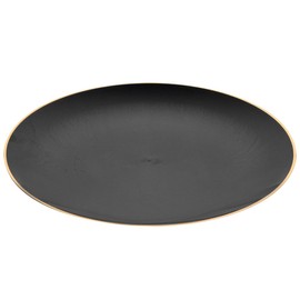 Restaurantware-Moderna 10 Inch Premium Disposable Plates, 200 Durable Plastic Plates For Parties - Gold-rimmed, Heavy-duty, Black Plastic Dinner Plate, For Warm And Cold Foods, Ideal For Restaurants