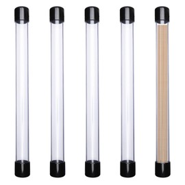 CHGCRAFT 5 Pcs Clear Plastic Rigid Tube with Black Lid Transparent Plastic Tube Clear Storage Holder Bead Containers for Store Incense Sticks Beads 12.28 inches