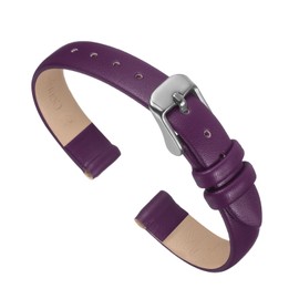 sourcing map Purple Genuine Leather Band 14mm Width, Flat Thin Elegant Leather Watch Strap for Women