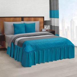 Elefantito Hogar Colcha Con Cojines Matrimonial Azul Forro De Tela Zurich