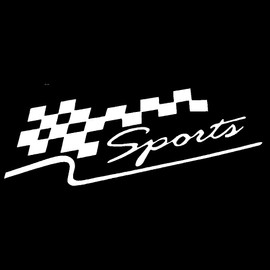 Chequered Flag Sports Racing Car Waterproof Decal - Long Lasting - UV Resistant - Cars, Vans, Trucks, Motorhomes (White, 18cm x 7cm)