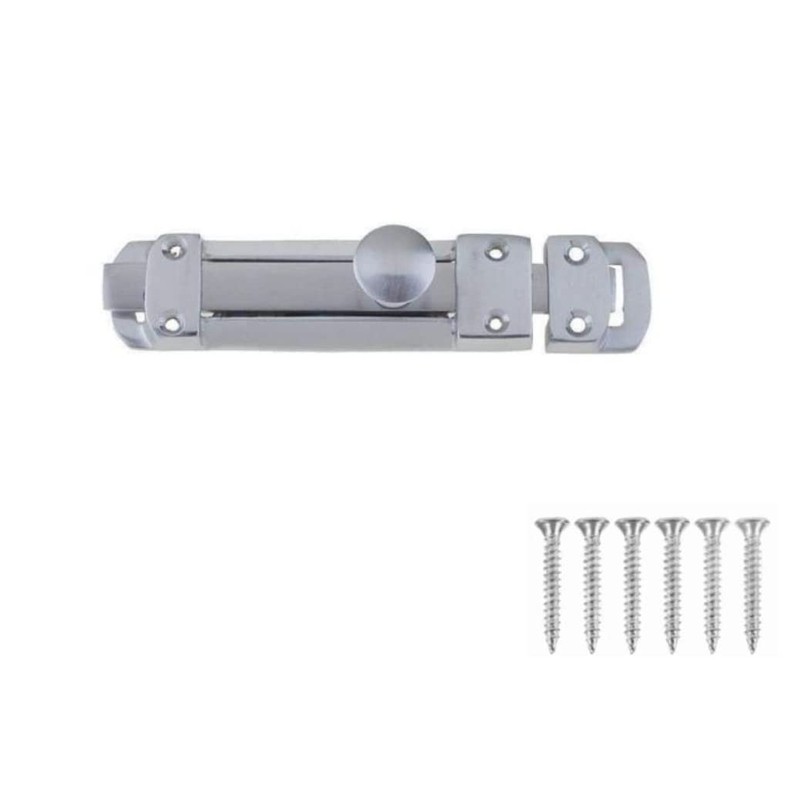 4 Inch Flat Door Bolts Satin Chrome Plated Bolt Door