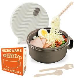 RORBAM Ramen Cooker,Microwave Ramen Bowl,Ramen Noodle Bowl 48 oz, College Dorm Room Essentials for Girls for Boys, Apartment Essentials, BPA-Free. (beige)