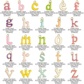 DanLingJewelry 1 Set 26Pcs Enamel Letter A - Z Charms Colorful Enamel Initial Alphabet Charms with Loop 26 Letter Pendants for Jewellery Making Supplies
