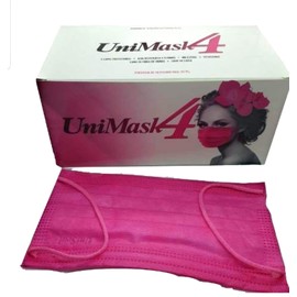 Unimask 4 CUBREBOCAS DE 4 PLIEGOS C/ELASTICO Caja C/50 PZAS* (Rosa) CUBREBOCA
