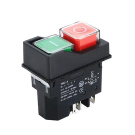 YH02-A 250V 5-Pin Push Button Electromagnetic Switch AC 16A Waterproof Push Button Switch, Magnetic Starter Power Tool Safety Switch