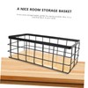 Mobestech 1Set Desktop Iron Storage Basket with Wood Board Hanging