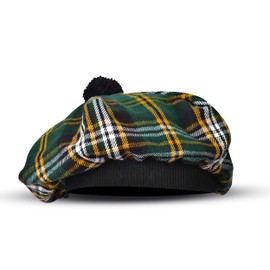 Scottish Hat Tam o Shanter Scottish Bonnet Tartan hat Acrylic Wool with Pompom (US, Alpha, One Size, Standard, Irish Heritage)