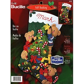Bucilla Plaid "Decorating the Tree" Felt Applique Stocking Kit 84585