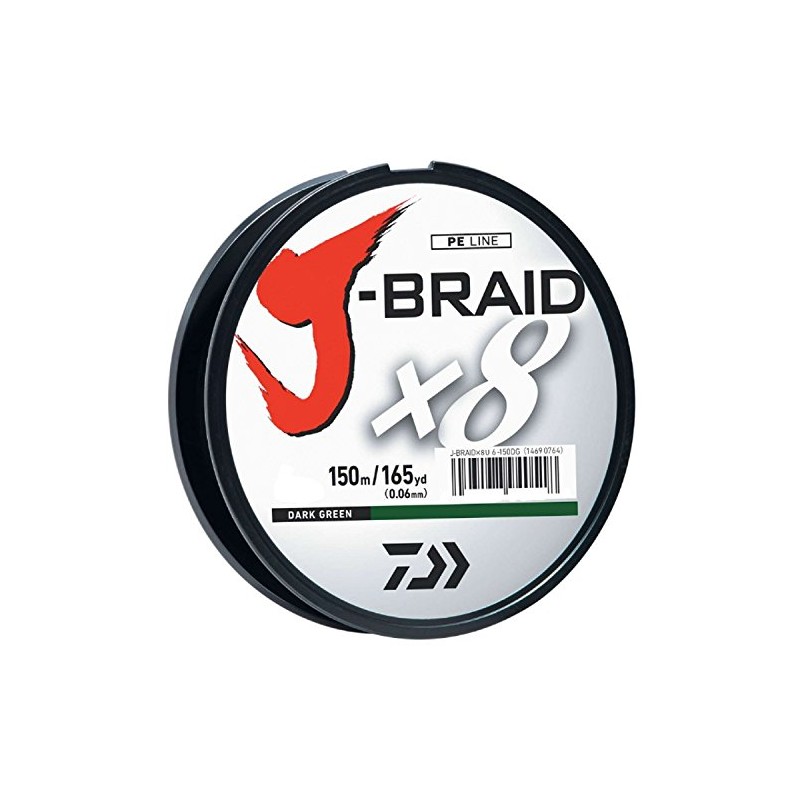 Daiwa J-Braid 150M 8-Strand Woven Round Braid Line, Dark Green,