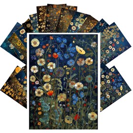 PIXILUV Vintage Postcards (24pcs 4"x6") Midnight Bloom: A Postcard Set of Nocturnal Flowers Glistening in Moonlight - Nature's Dark Symphony in Hues of Blue and Gold