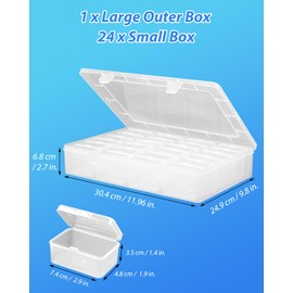 25Pcs Small Bead Organizer Box, Clear Rectangles Bead Storage Containers with Lids, Plastic Craft Storage Box Bead Cases, Mini Small Parts Organizer for Jewelry Nail Screws Seeds and Labels