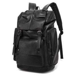 BAOSHA BP-16 PU Leather Casual Backpack College Backpack Daypack Black