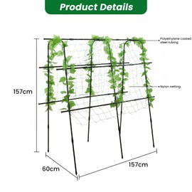 PKBD Tall Garden Arch Trellis for Climbing Plants Outdoor, 5 ft Tall Polyethylene-Coated Stainless Steel Garden Arch for Climbing Vine Vegetable/Fruit/Flower, Cucumber Trellis for Raised Bed, Black