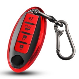 QBUC for Nissan Key Fob Cover, Key Fob Case for Nissan Altima Maxima Murano Pathfinder Rogue Armada Sentra, for Infiniti EX35 FX50 G35 G37 M45 QX56 FX50 M35 M56 QX60 Protector (Red, 4 Buttons)