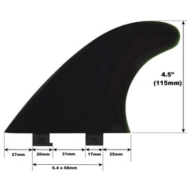 4.5" 115mm Flexy Quad Fin Stabilizer for Shortboard Longboard SUP, River and Surf Soft Safety Beginner Kids FCS Compatible (Black, Quad (ALL 4 are 50/50 foil))