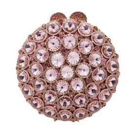 GSYPS Sparkly Round Shape Evening Bag Luxury Crystal Clutch Formal Rhinestone Purse Party Wedding Cute Handbag Pink